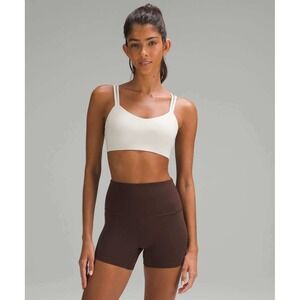 Lululemon Free To Be Wild Sports Bra Light Grey Strappy Open Back Yoga Sz 4